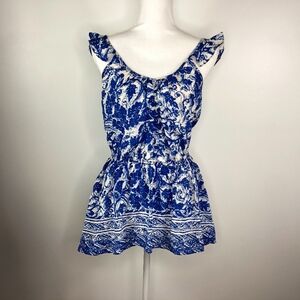 Anthropologie McGinn Blue & White Sleeveless Top S